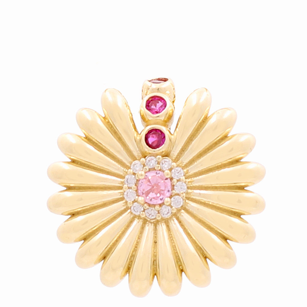 10K Yellow Gold Flower Women's Pendant with Cz / Weight: 2.9GR / DQPD0FL