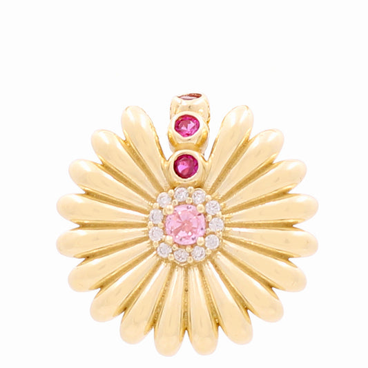 10K Yellow Gold Flower Women's Pendant with Cz / Weight: 2.9GR / DQPD0FL