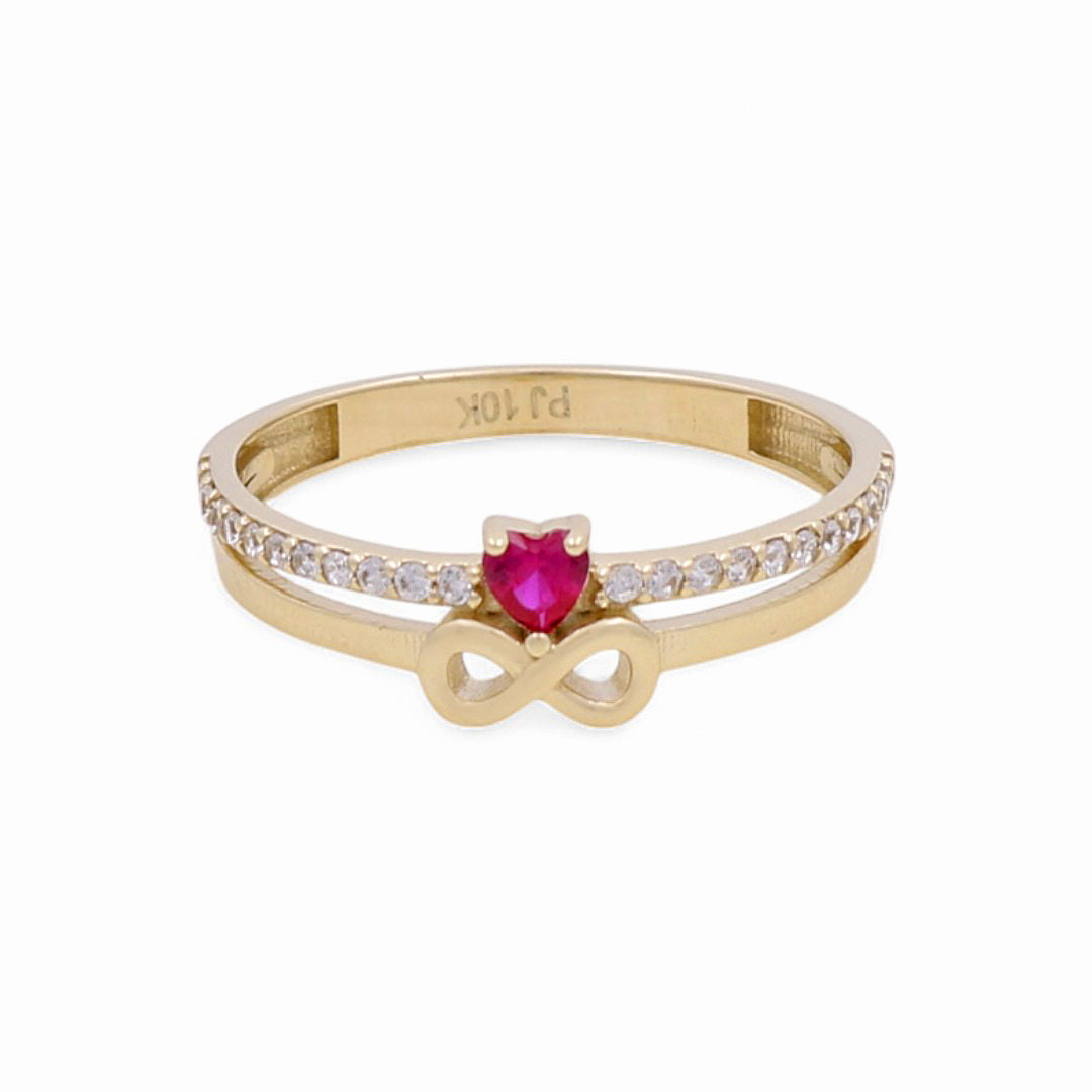 10K Yellow Gold Infinity and Heart Women's Ring with Cz / Size: 7.5 / Weight: 1.7 GR / DPWR0IF