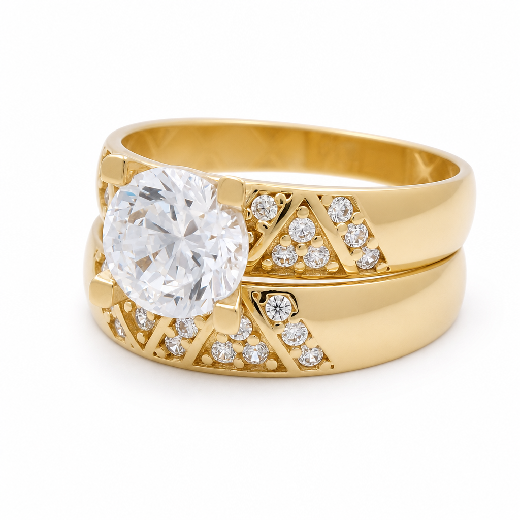 10K Yellow Gold Women’s Bridal Set / Stone: Cz / Size: 7.5 / Weight: 3.9 GR / CQWR0BS-10