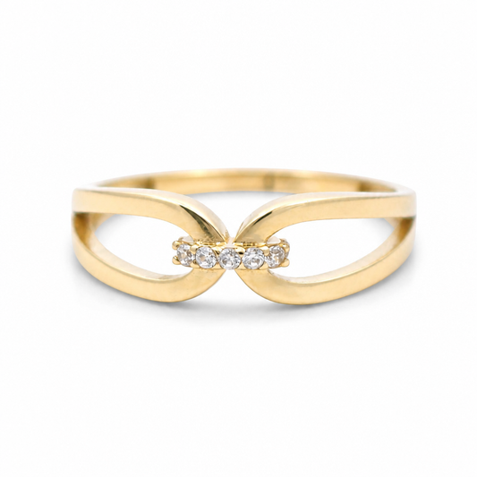 10K Yellow Gold Fashion Women's Ring with Cz / Size: 8.5 / Weight: 1.3 GR / DQWR0FS-95