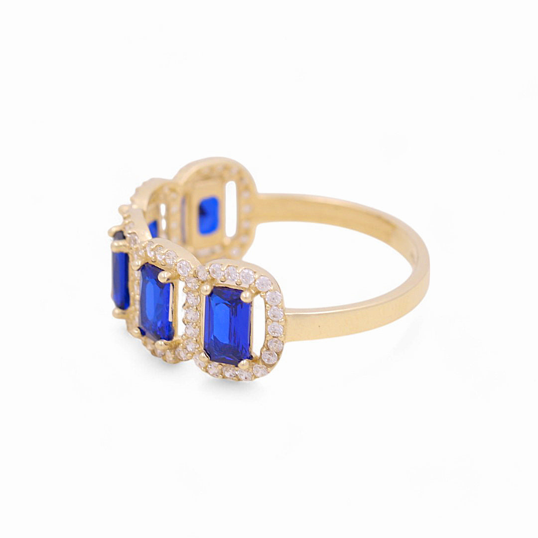 10K Yellow Gold Women's Fashion Ring with Blue Cz / Size: 7 / Weight: 1.8 GR / P03R-3321