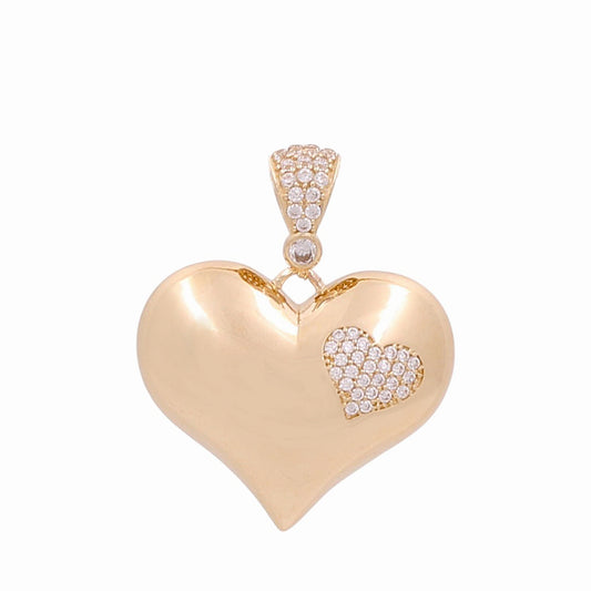 14K Yellow Gold Fashion Heart Pendant with Cz / Size: 31MM / Weight: 6.3 GR / DOPD4HR-1
