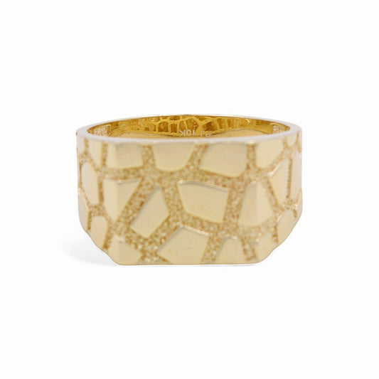 14K Yellow Gold SQ Nugget Men's Ring / Size: 10.5 / Weight: 6.5 GR / DQMR4FS-3