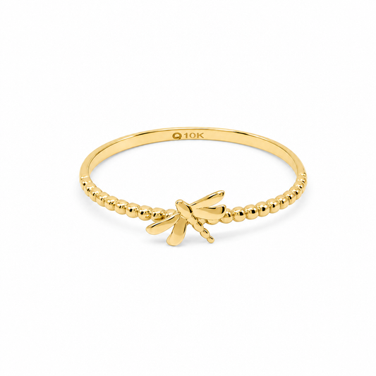 10K Yellow Gold Dragonfly Women's Ring / Size: 6 / Weight: 0.6 GR / DQWR0DF