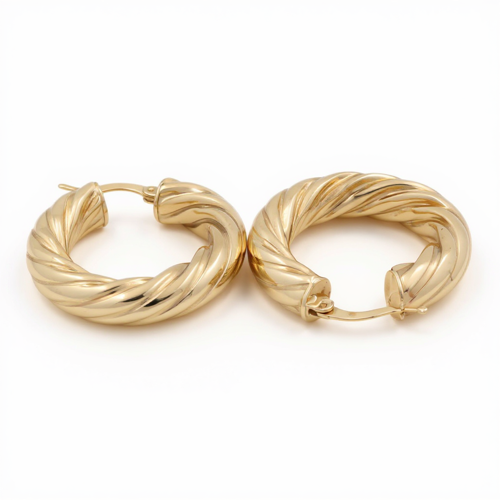 14K Yellow Gold Women’s Hoop Earrings / Size: 6MM x 19MM / Weight:5.6 GR /CSEH4TR6X19