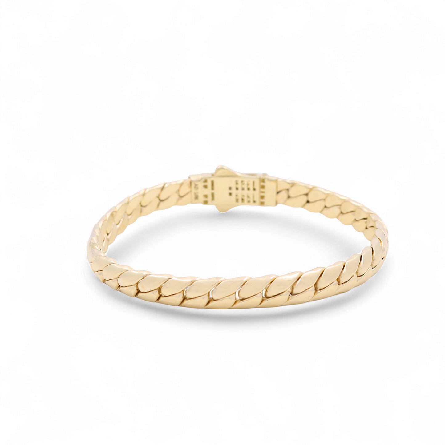 10K Yellow Gold Women's Cuban Link Bracelet with CZ / Size: 7mm 7.5" / Weight: 11.6 GR / P10S-123