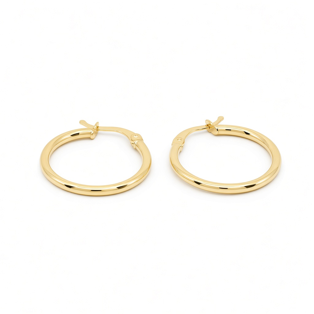 14K Yellow Gold Fashion Plain Hoop Earrings / Size: 2mmx19mm / Weight: 1.6 GR / DOEH4PL