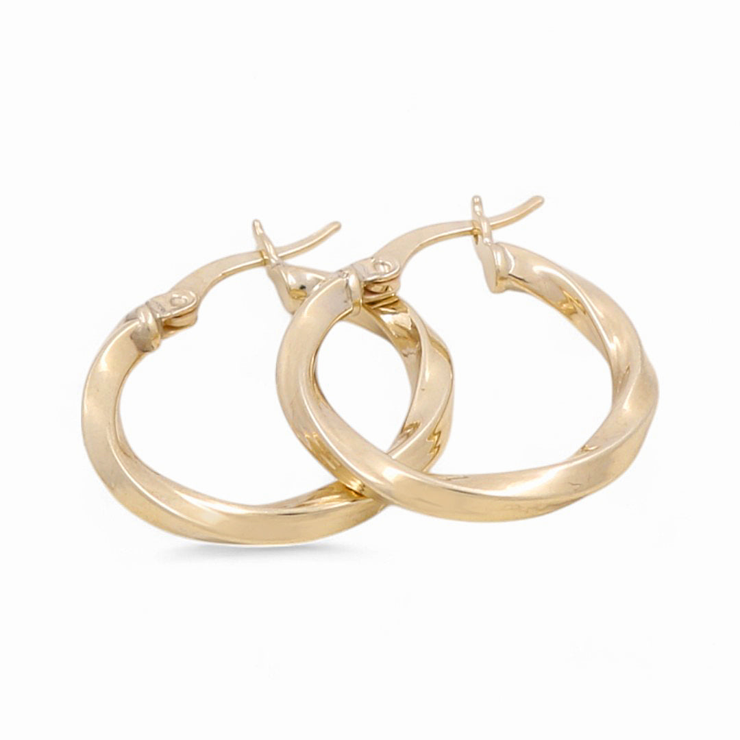 10K Yellow Gold Twist Hoops Earrings / Size: 2.5mm X 15.5mm / Weight: 1.3 GR / KOEH0TR2.5x15.5