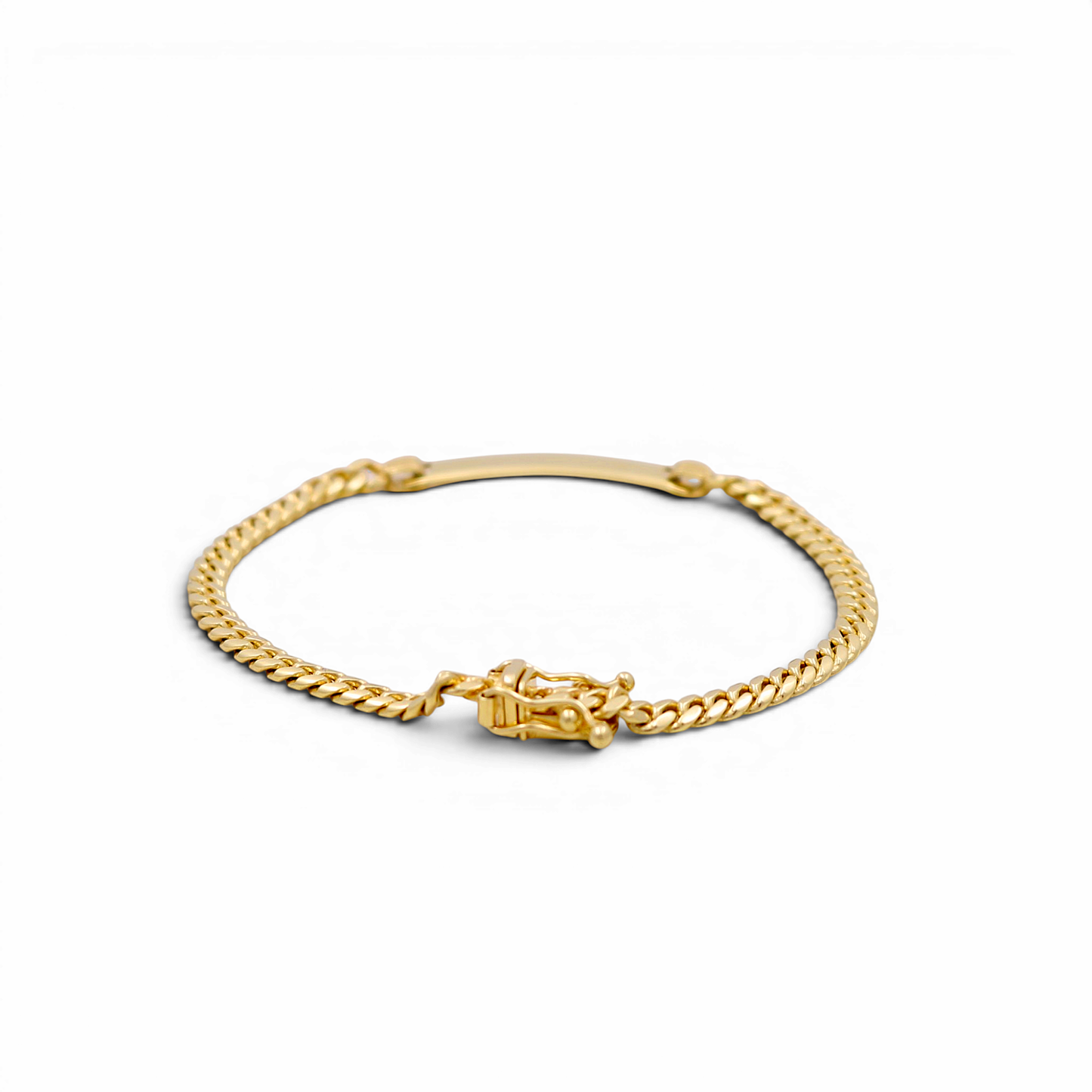 10K Yellow Gold Cuban Link Baby ID Bracelet / Size: 3.2mm 6"  / Weight: 5.6 GR / K282SID-6