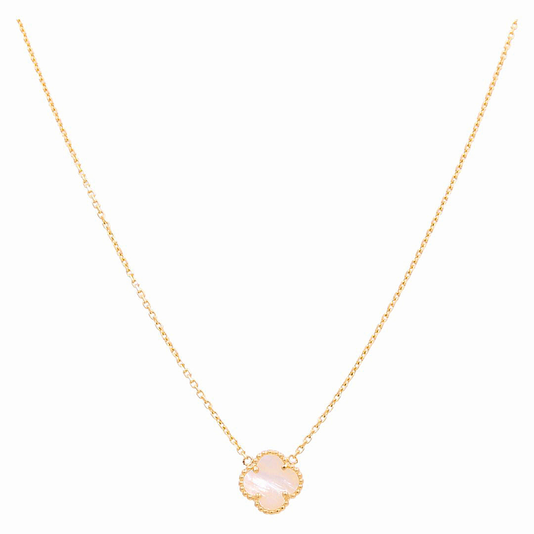 14K Yellow Gold Women's Necklace with One Mother of Pearl Clover / Size 18" 12MM / Weight 5.3 GR / BONK4CLV-10