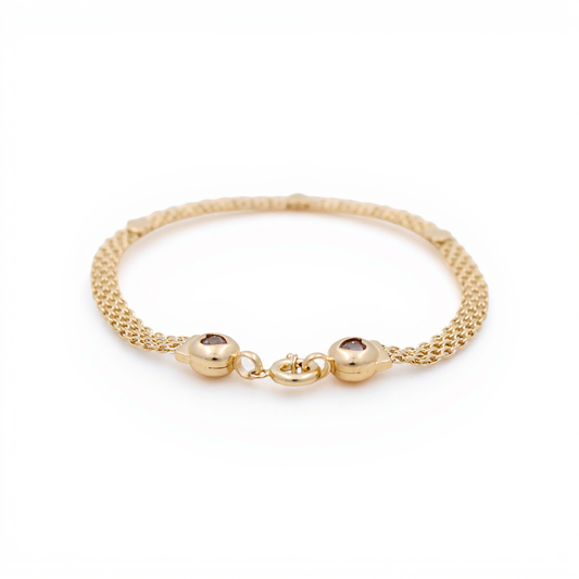 14K Yellow Gold Bismark Women's Bracelet with Hearts / Size: 7.5" / Weight: 5.6 GR / COWB4BKHR