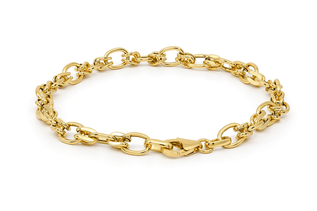 10K Yellow Gold Semisolid Italian Link Bracelet / Size: 7.5" / Weight: 3.2 GR / 110MR671BR
