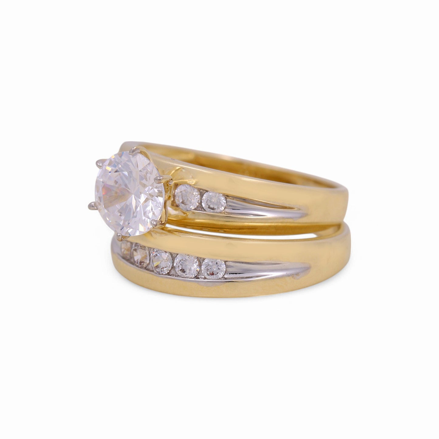 14K Yellow and White Gold Women’s Bridal Set / Stone: Cz / Size: 7 / Weight: 5.2 GR / KEEWRTT4BS-1