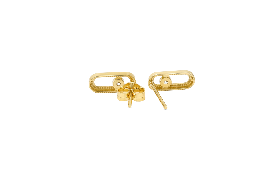 10K Yellow Gold Fashion MK Women's Stud Earrings with Cz / Size: 10.7mm x 5mm / Weight: 1.1 GR / DQES0FS-9