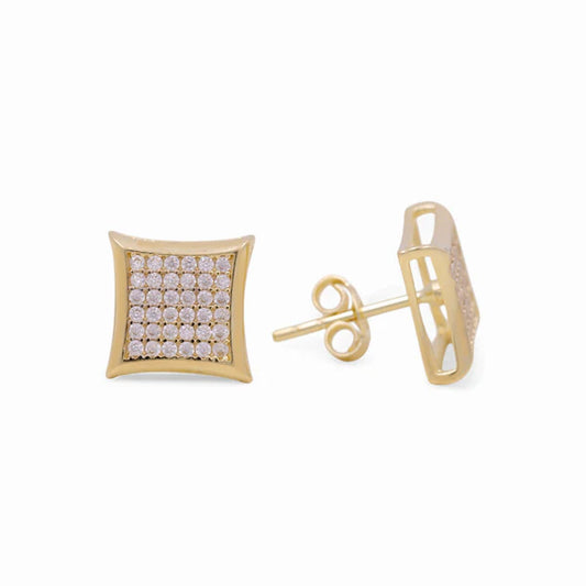 14K Yellow Gold Fashion Stud Earrings with Cz / Weight 2.4 GR/ DOES4FS-3