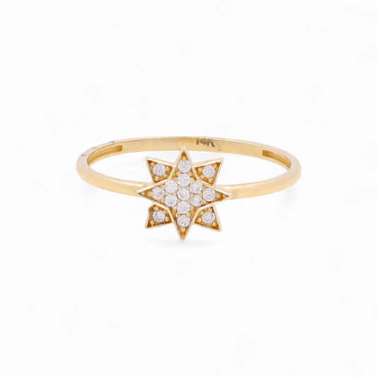14k Star Women's Ring with Cz / Weight 0.9 GR / BOWR4ST-1