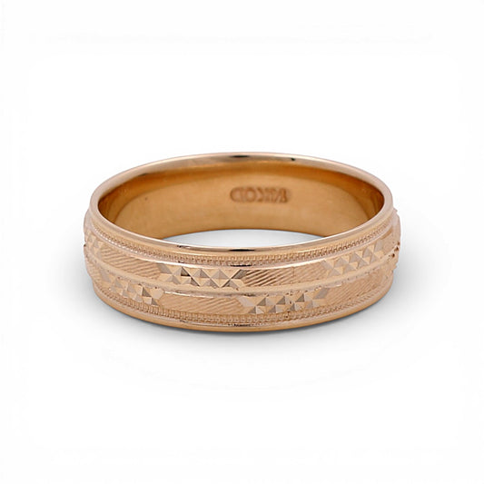 14K Yellow Gold Men’s Wedding Band with Design / Size: 10 / Weight: 5 GR / WBEEMWB4DS-7