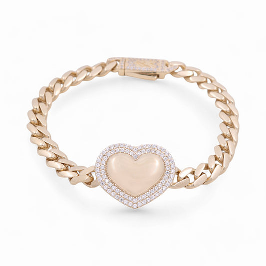 14K Yellow Gold Monaco with Fashion Heart Bracelet / CZ / Size: 7.5" / Weight: 13.9 GR/ DOWB4MONHR-1