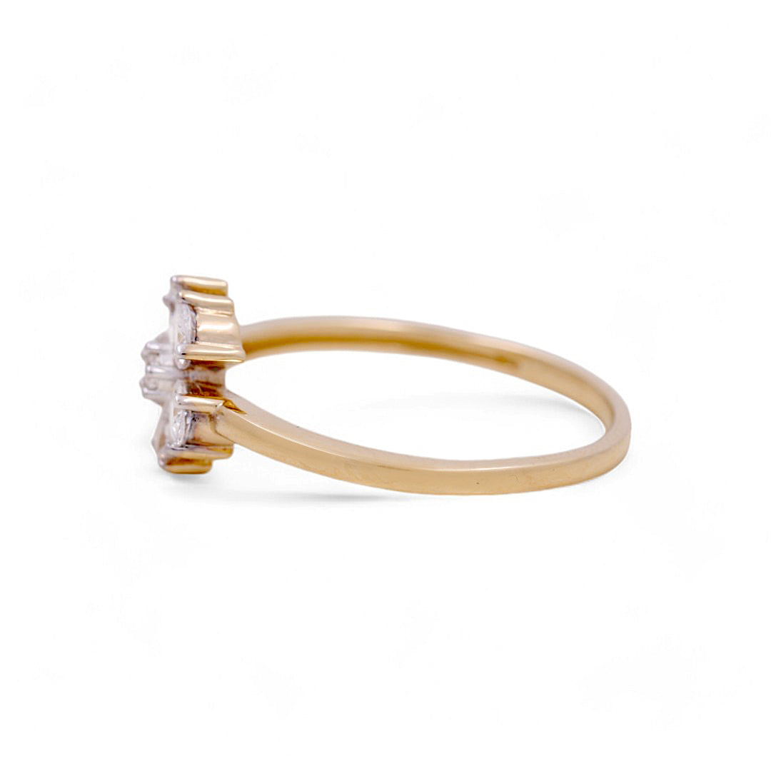 14K Yellow Gold Woman’s Flower Ring / Stone: CZ / Size: 6.5 / Weight: 1.8 GR / IEEWR4FL-1