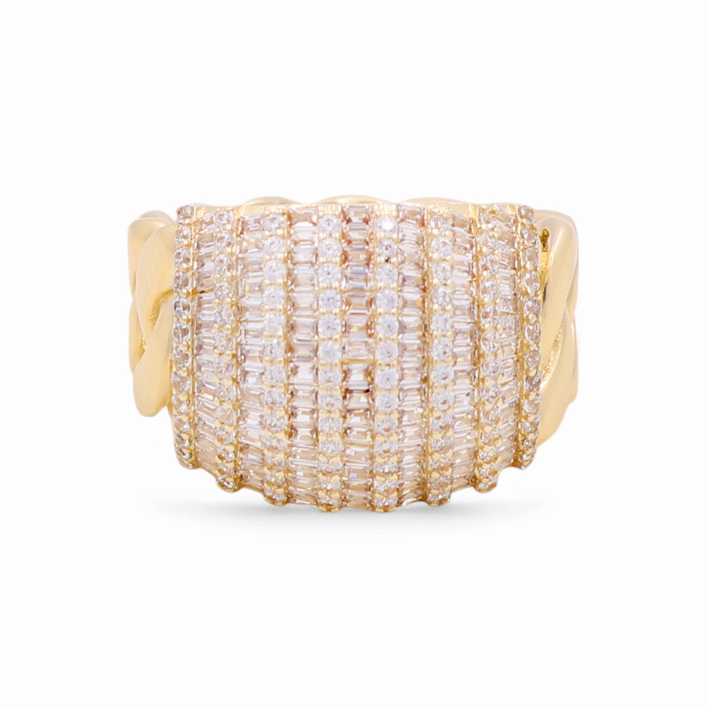14K Yellow Gold Fashion Chain Women's Ring with Cz / Size: 8 / Weight: 7.1 GR / CPWR4FS-1