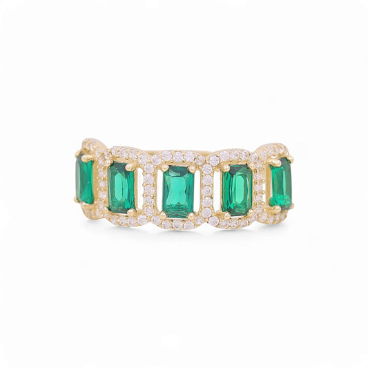 10K Yellow Gold Women's Fashion Ring with Green Cz / Size: 7 / Weight: 1.7 GR / P03R-3321