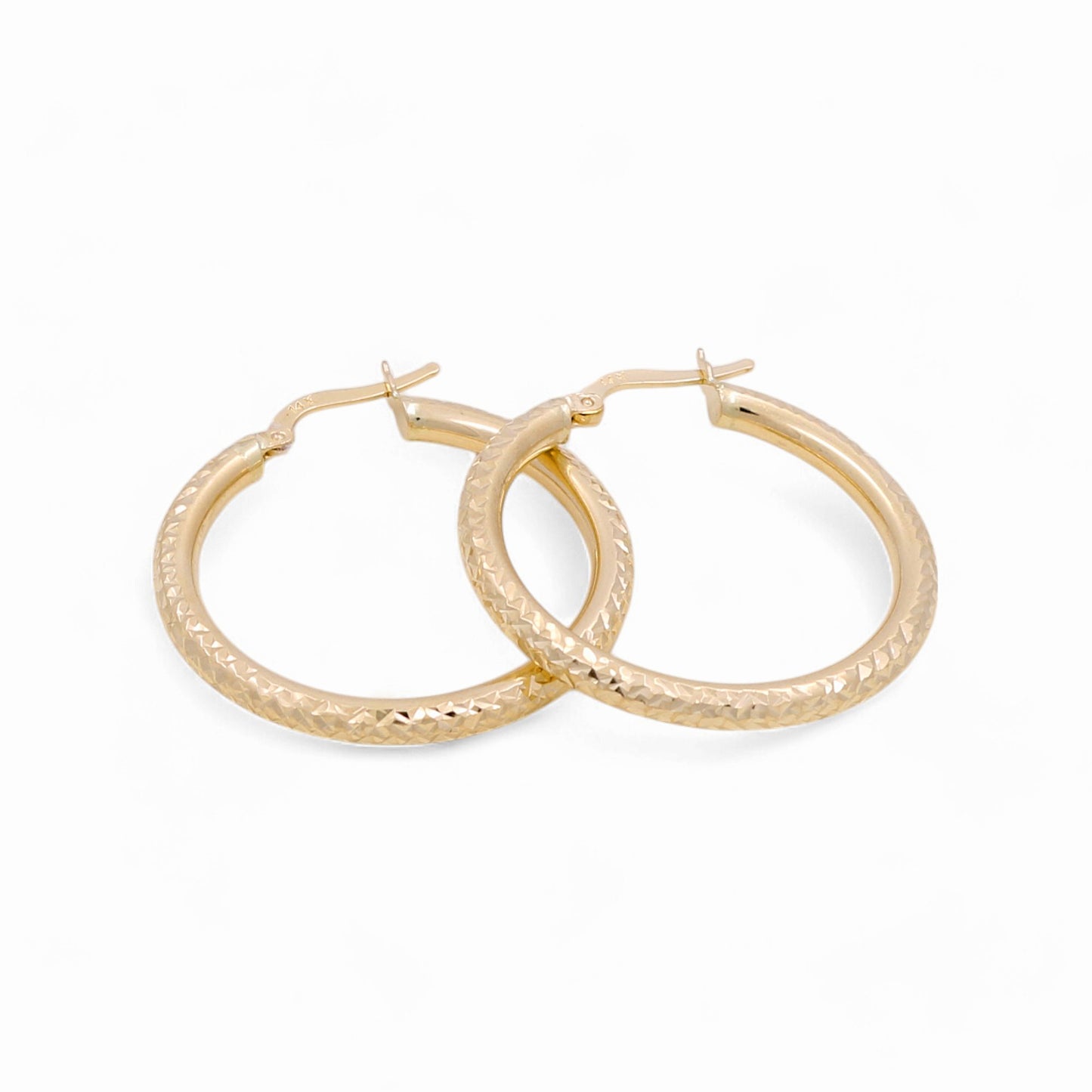 CCEH4DC3x50 14k C Size 3mm x 50mm Weight 4.1gr Earring Hoops with Diamond Cut