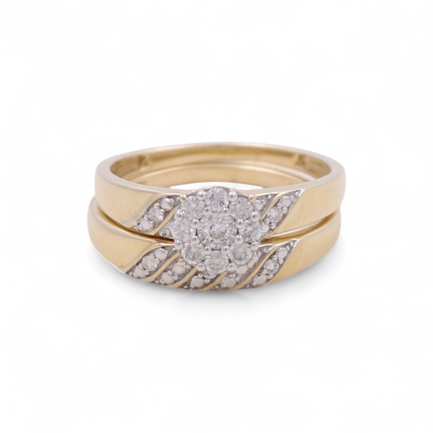 10K Yellow Gold Diamond Trio Set Ring / Stone: 0.33Ct / Size 7 & 10 / 283629Y