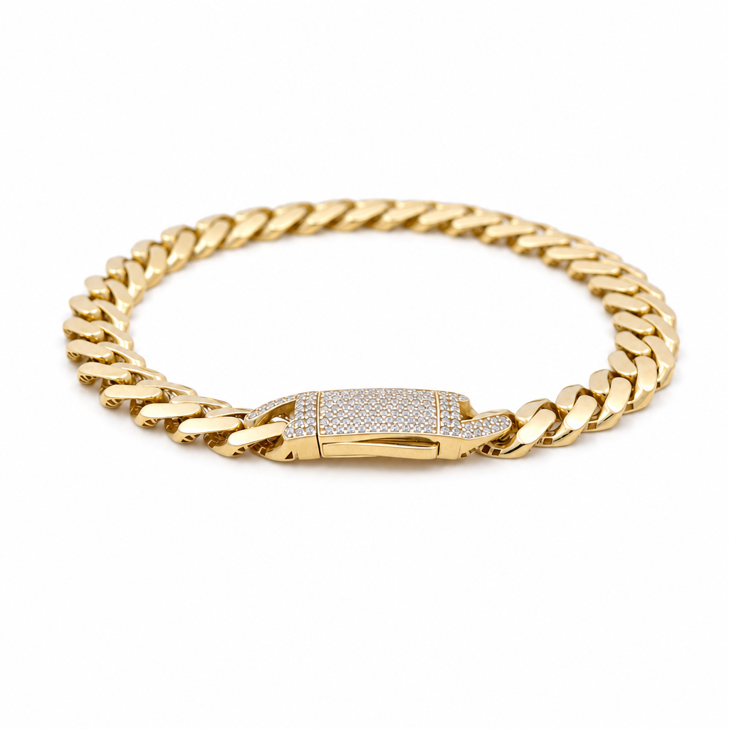 10K Yellow Gold Monaco Men's Bracelet / Size: 8mm-8'' / Weight: 7.3 GR / DOMB0MON8-8