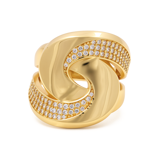 10K Yellow Gold Fashion Women's Ring with CZ / Size: 7 / Weight: 3.8 GR / Y25-974
