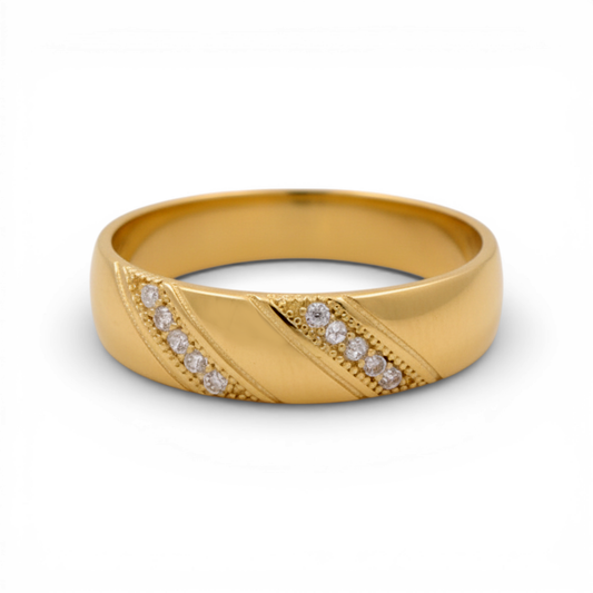 14K Yellow Gold Men’s Wedding Band / Stone: Cz / Size: 10 / Weight: 2.6 GR / DEEMWB4BS-22