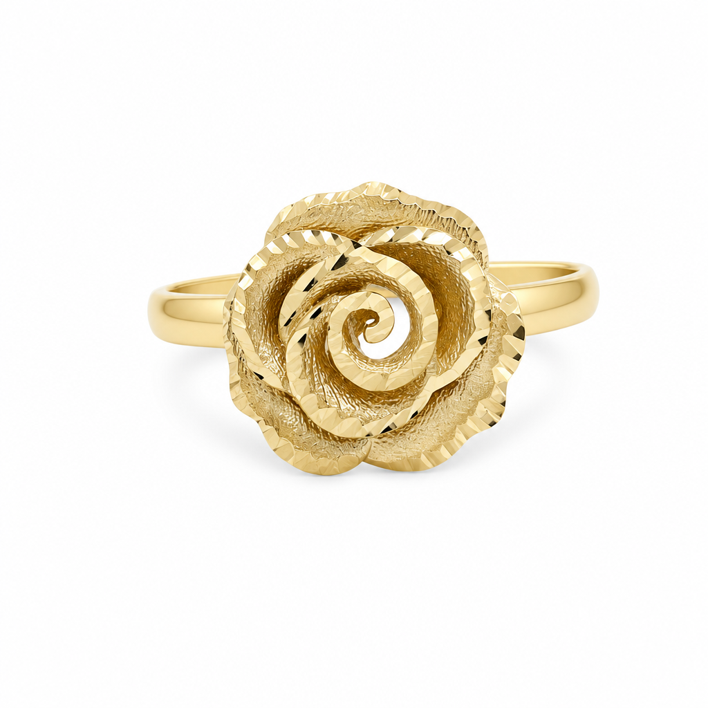 14K Yellow Gold Flower Women's Ring / Size: 7.5 / Weight: 2.2 GR / DQWR4FL-12