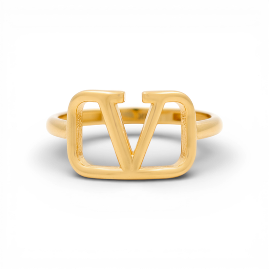 14K Yellow Gold V Women's Ring / Size: 7.25 / Weight: 2.4 GR / P55R-89