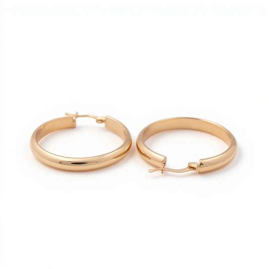 10K Yellow Gold Plain Hoops Earrings / Size: 4mm X 28mm / Weight: 4.0 GR / CQEH0PL4x28