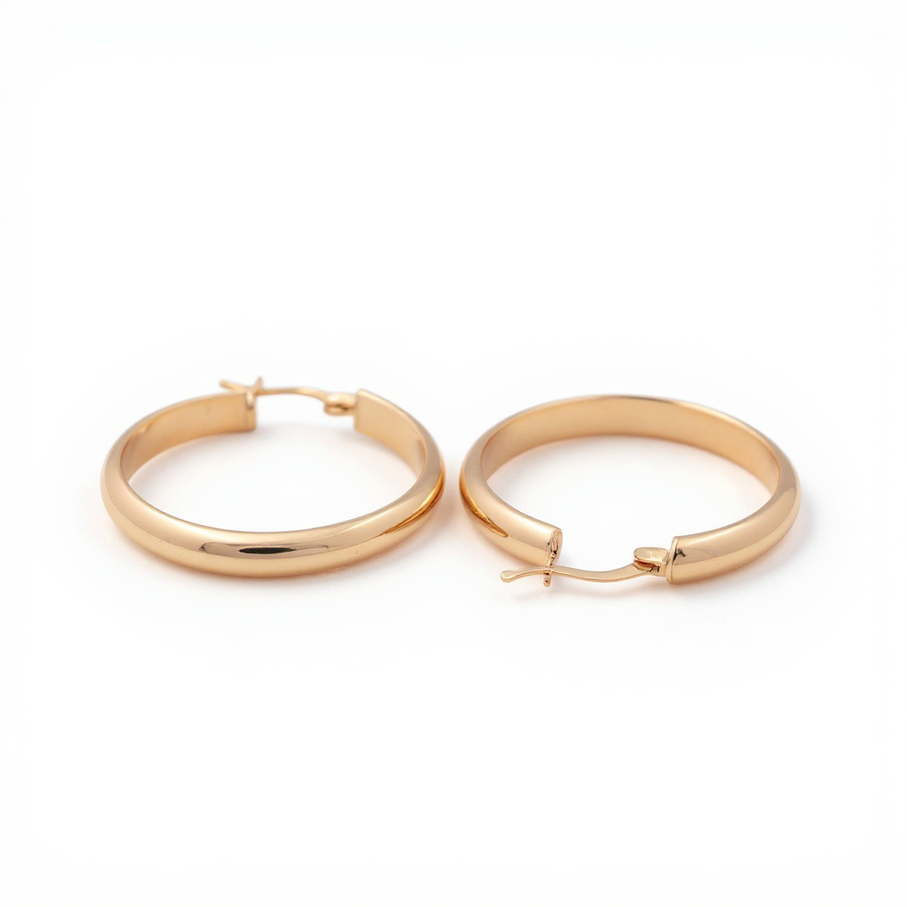 10K  Yellow Gold Women's Plain Hoops Earring / Size: 2.9mm-16.7mm / Weight: 2.2gr / DQEH0PL2.9X16.7
