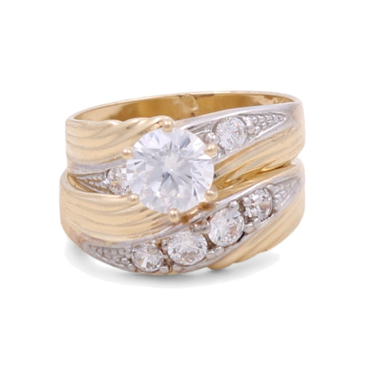 14K Yellow and White Gold Woman’s Bridal Set / Stone: Cz / Size: 7.5 / Weight: 8 GR / CCWRTT4BS-1