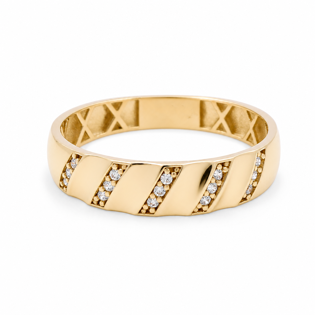 10K Yellow Gold Men’s Wedding Band / Stone: Cz / Size: 10.5 / Weight: 1.6 GR / CQMWB0BS-9