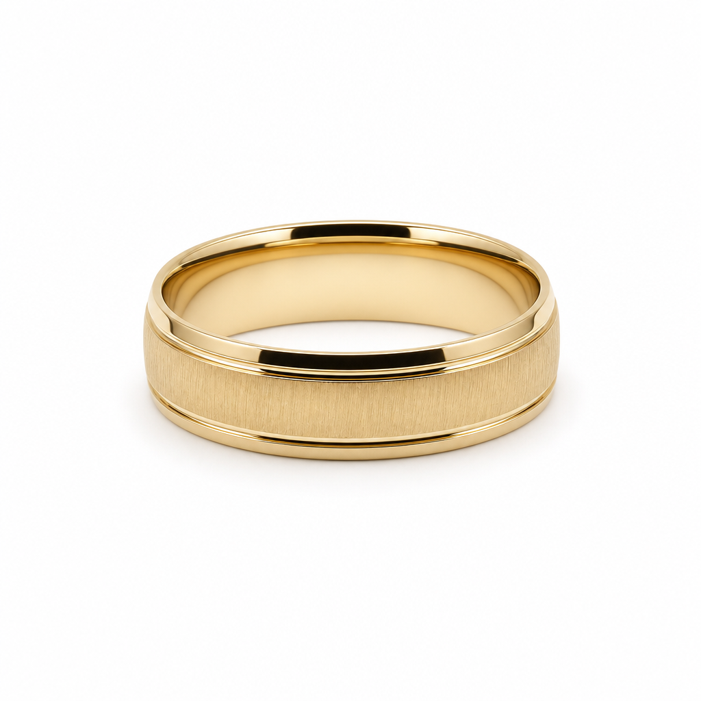 14K Yellow Gold Men's Wedding Band With Design / Size: 10 / Weight: 5.4 GR / WBEEMWB4DS-15