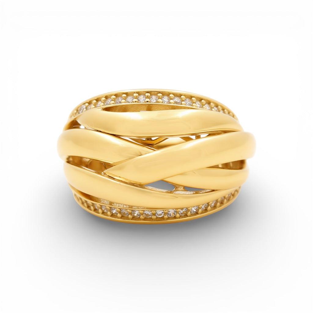 14K Yellow Gold Fashion Women's Ring with Cz / Size: 8 / Weight: 5.4 GR / Y24-729