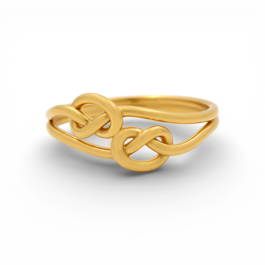 14K Yellow Gold Two Knots Women's Ring / Size: 7.5 / Weight: 2.3 GR / Y24-301
