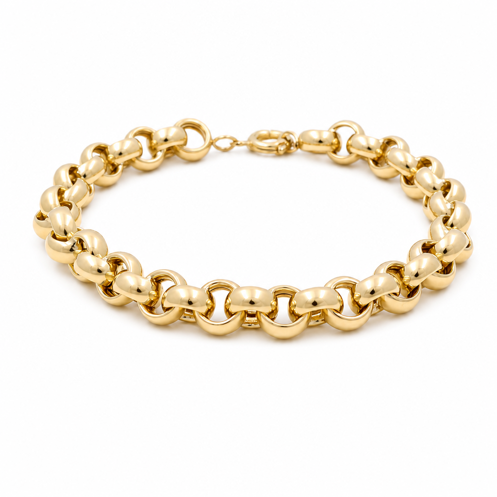 10K Yellow Gold Women's Rolo Bracelet / Size: 7.5" 7.5mm/ Weight: 9.1GR / DQWB0RL-5