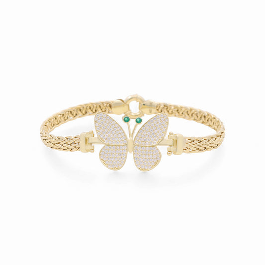 10K Yellow Gold Women's Fancy Link Bracelet W/Butterfly / Size: 7" / Weight: 8.7 GR / P10S-106