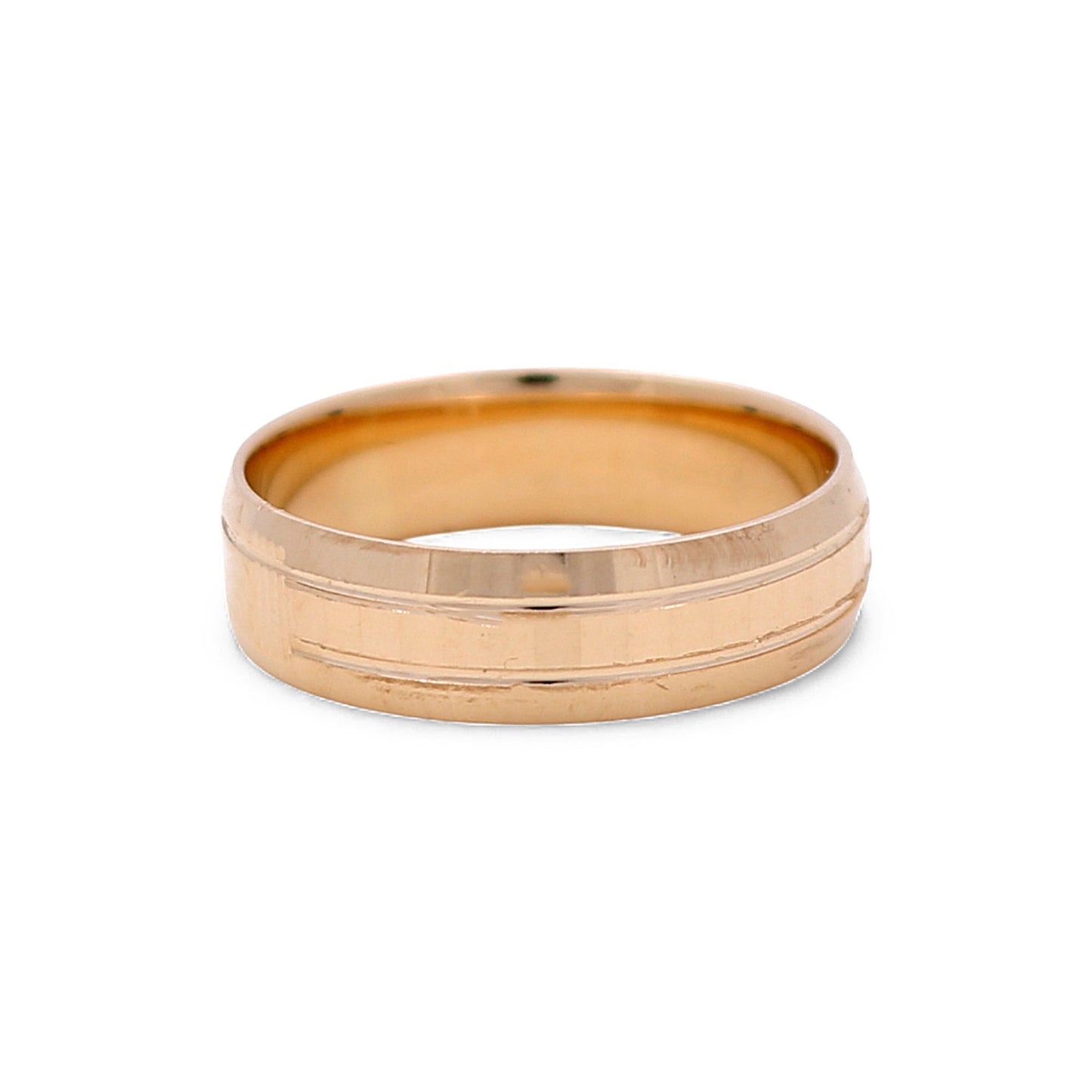 14K Yellow Gold Men’s Wedding Band with Design / Size: 10 / Weight: 5.4 GR / DEEMWB4DS-3
