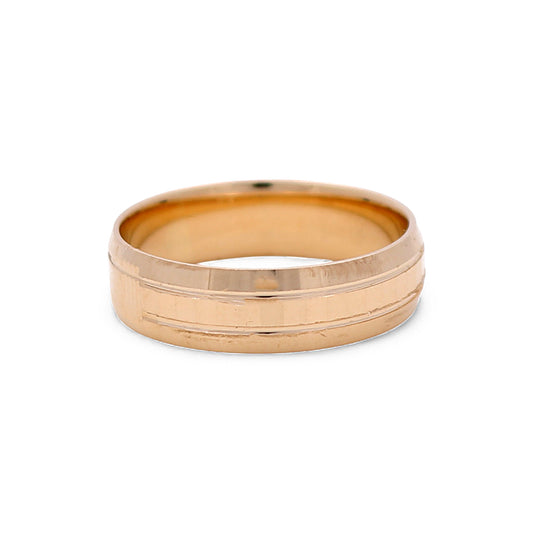 14K Yellow Gold Men’s Wedding Band with Design / Size: 10 / Weight: 5.4 GR / DEEMWB4DS-3