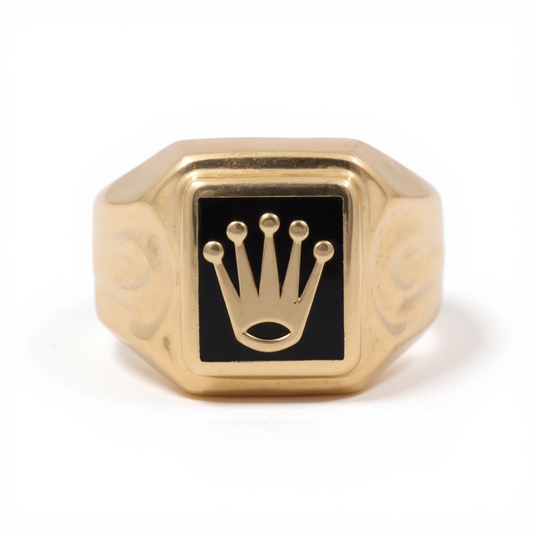 14K Yellow Gold RX Men's Ring with Onyx / Size: 11 / Weight: 5.9 GR / BOMR4RX