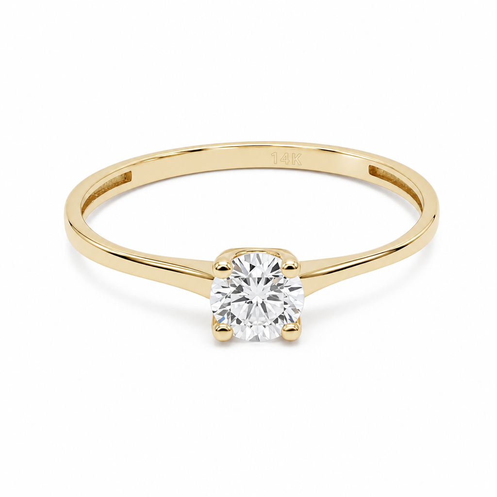 14K Yellow Gold Women's Engagement Ring / Stone: Cz / Size: 7.75 / Weight: 1.4 GR / LLBWR4ER-1