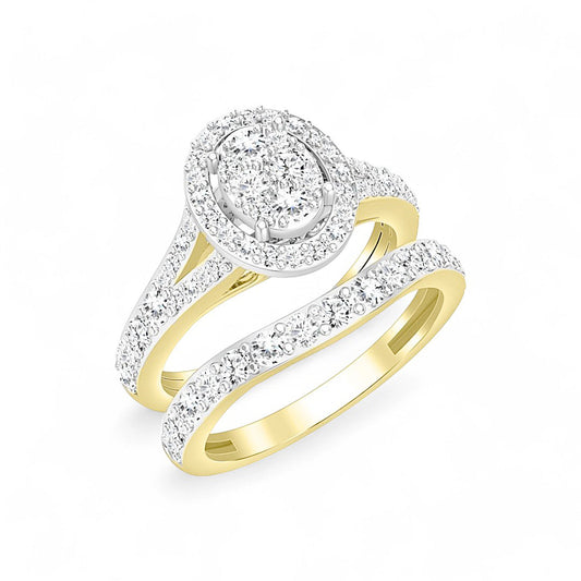 14K Yellow Gold Women's Diamond Bridal Set Ring 1.0Ct / Size 6.5 / 282272Y