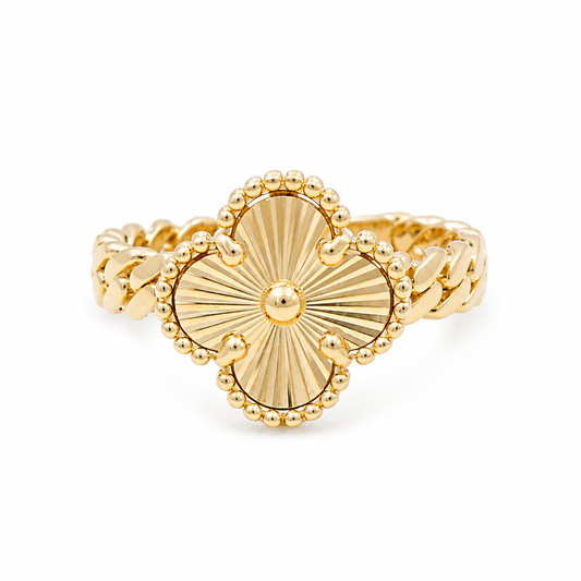 10K Yellow Gold Clover Women's Ring / Size: 9 / Weight: 4 GR / DQWR0CLV-9
