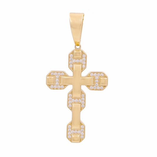 14K Yellow Gold Fashion Cross Pendant with Cz / Weight: 6.6 GR / 774-00148