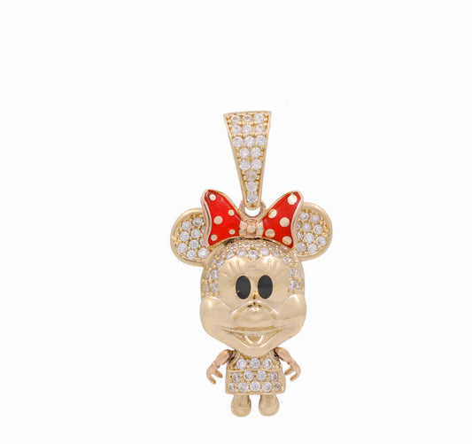 14K Yellow and Rose Gold Fashion Minnie Pendant with Cz and Red enamel / Weight: 3.4 GR / COPDTT4MN